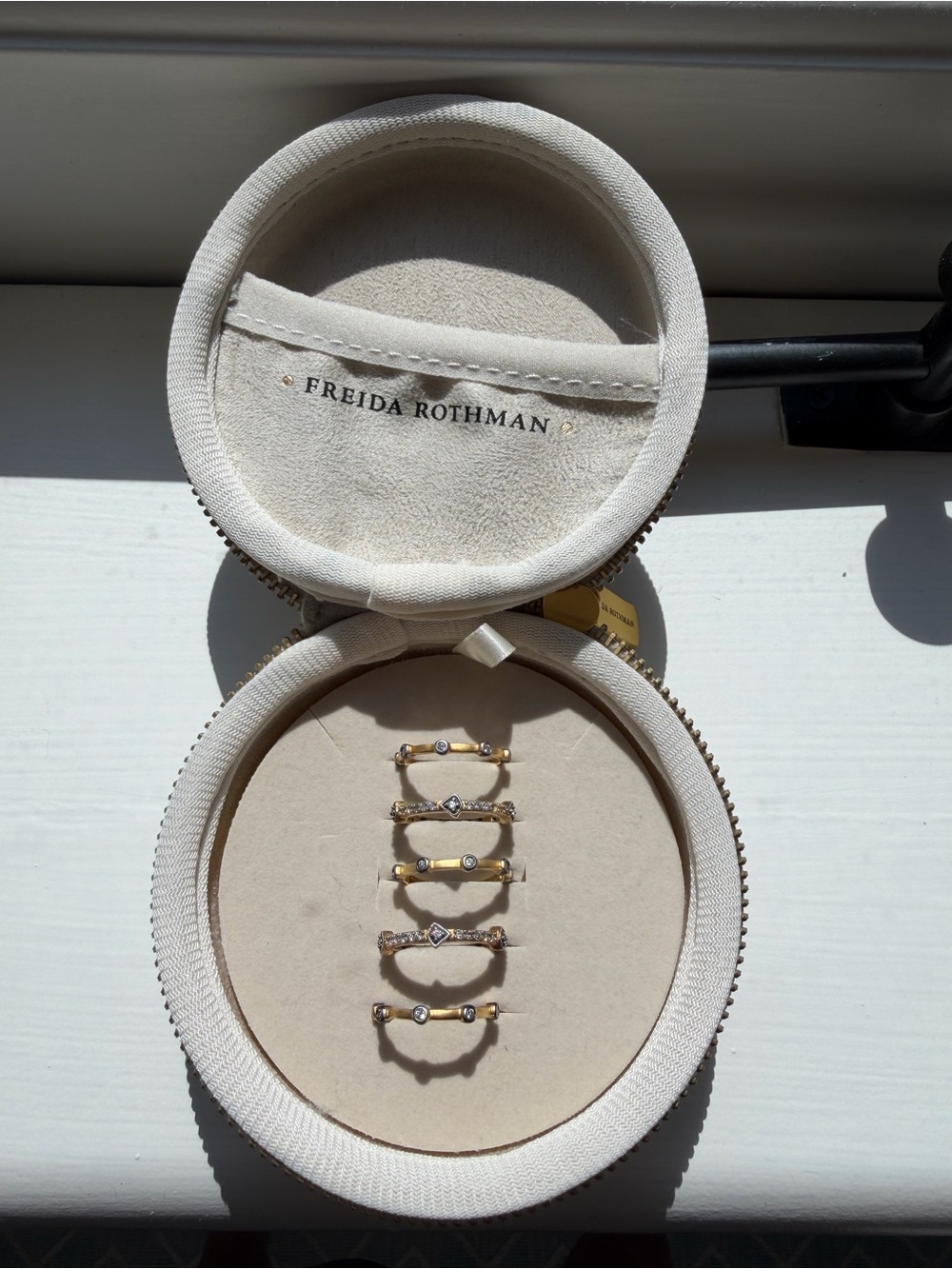 Freida Rothman Gold and Silver Mixed Metal Stacking Rings Set